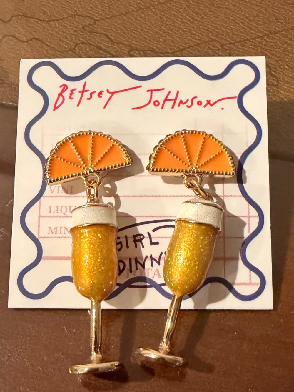 Betsey Johnson Girl Dinner Tropical Mimosa Drop Earrings